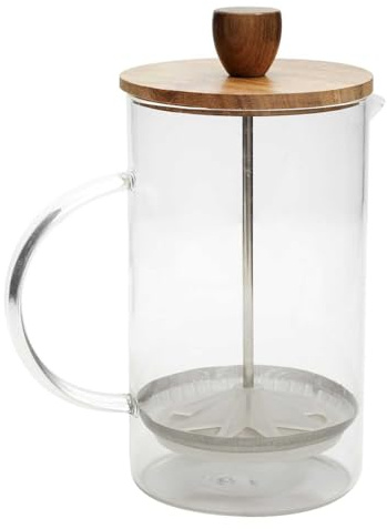COOK CONCEPT Cafetière à Piston en Verre 85 cl Accents en Acacia | Verre, piston, contenance 85 cl, accents en acacia, café thé infusions, usage simple, design chaleureux, transparent