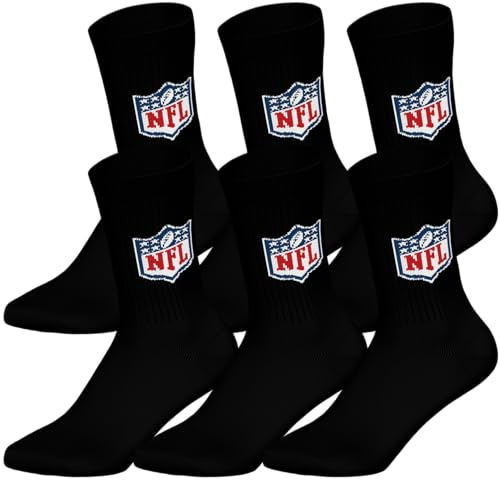 NFL SHIELD 6pk Crew Socks - BLK - 39/42