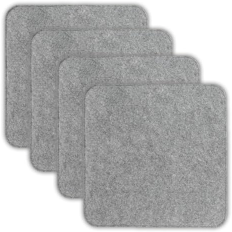 VOSSBACH 4er Set Filz Sitzkissen Eckig Anthrazit oder Grau 35 x 35 cm mit Antirutschnoppen Stuhlkissen Sitzauflage Filzkissen (Grau)