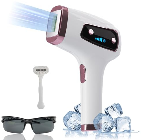 MLAY IPL Depilación con hielo, dispositivo de depilación láser sin dolor, 5 niveles de energía, 18 J de energía portátil, flash automático, depilación láser para bikinis, axilas