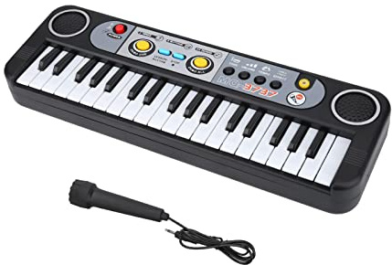 RIZGHWOY 37 Piano di Tastiera Elettrica Key con Microfono 3 Toni 8 Ritmi 24 Canzoni Demo Giocattolo Musicale Portatile per Bambini Che Cantano e Suonano