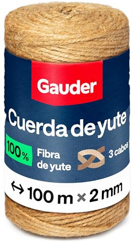 GAUDER Juteschnur Natur (100 m x 2 mm) - Jutegarn für Gartenarbeit - Juteband zum Basteln - Kordel & Juteseil als Paketschnur - Bastelschnur aus Jute für Dekoration & DIY