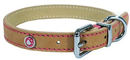 Rosewood Luxury Leather Dog Collar, 10-14-inch, Tan