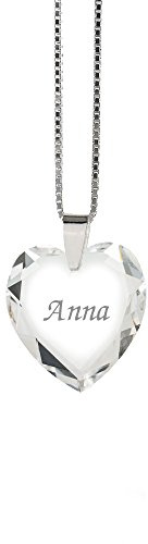 Individuelle Kinderkette 925 Silber erstellt mit Swarovski Elements Herz Anhänger und individueller Namensgravur