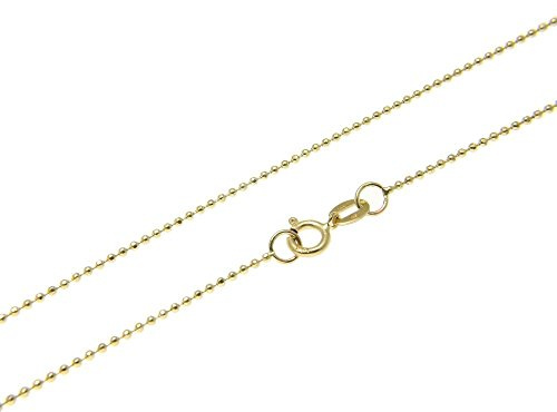 1mm 18K gold plated on solid sterling silver 925 Italian diamond cut BALL bead link chain necklace bracelet anklet with spring ring clasp - inch 24/60cm