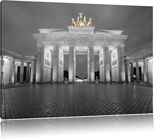 Pixxprint schönes Brandenburger Tor B&W, Größe: 60x40cm, Leinwandbild, fertig gespannt, Wandbild, Dekoration, Kunstdruck, kein Poster