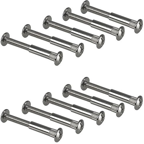 Gedotec Vite per mobili Raccordo a V Collegamento M6 Acciaio nichelato | Spessore legno 32–42 mm | Connettore per armadio, fessura a croce PZ2 e lama piatta | 10 pezzi