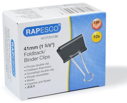 Rapesco FBC410B1 Molle Fermacarte 41 mm, Nero, Confezione da 10