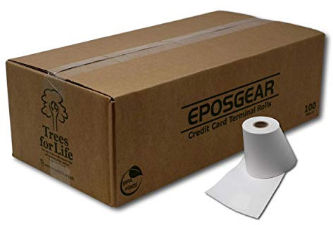 EPOSGEAR 57 x 40 mm Thermal PDQ Receipt Paper Rolls - for Ingenico, Verifone and More Credit Card Machines and Streamline Terminals - BPA Free (100)
