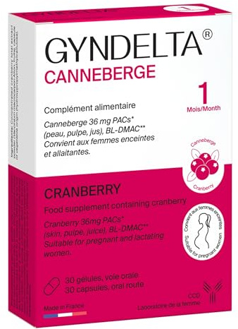 Gyndelta 36 mg Canneberge | Sphère urinaire femme | Extrait total de cranberry dosé en PACs | 30 gélules végétales | Cure de 1 mois | Sans OGM | Fabriqué en France | Laboratoire CCD