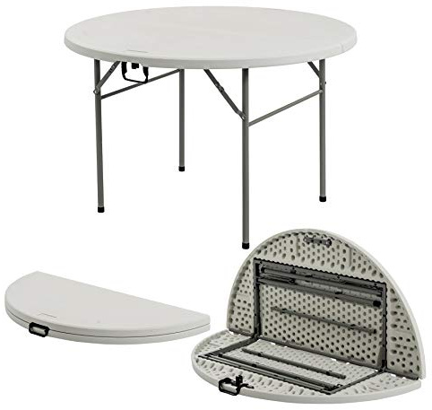 Harbour Housewares Heavy Duty Folding Trestle Table - 4ft (120cm) - Round - Easy Store Office Desk Workstation Events Arts and Crafts Party Catering BBQ Garden