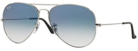 Ray-Ban Lunettes de soleil unisexes monture argentée, verres dégradés bleu clair, 55 mm, Argenté, Small
