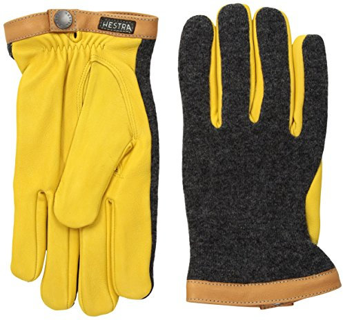 Hestra Deerskin Wool Tricot Handschuhe Fingerhandschuhe Lederhandschuhe Herrenhandschuhe Herren - mit Futter Winter Herbst-Winter - 10 HS gelb