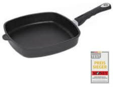 AMT Gastroguss Eckpfanne 28 x 28 cm, 5 cm hoch, glatter Boden, abnehmbarer Stiel, induktionsgeeignet, Lotan® Antihaft-Veredelung, Gusspfanne (Aluguss), AMZN-I-E285-Z20B