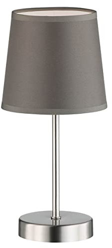 WOFI Tischleuchte Cesena 1-flammig, grau, Ø ca. 14 cm, Höhe ca. 31 cm, Stoffschirm 832401500000, Schirm: Grau