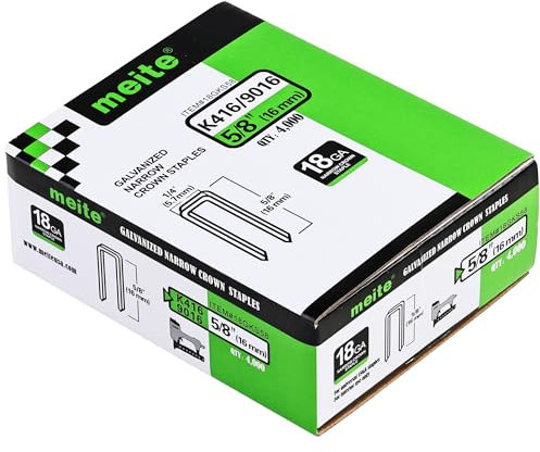 meite 18 Gauge Klammern 5,7 x 16 mm, Drucklufttacker Klammern 16 mm, – 4.000 Stück verzinkte Heavy-Duty Klammern Typ 90 18 GA für Polsterarbeiten, geeignet für Drucklufttacker