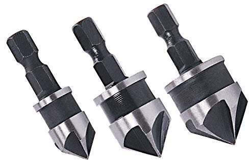 Malayas 1/4 Hex Shank 12mm/16mm/19mm Countersink Drill Bit 5 Flute 90 Degree Woodworking Countersink Bits