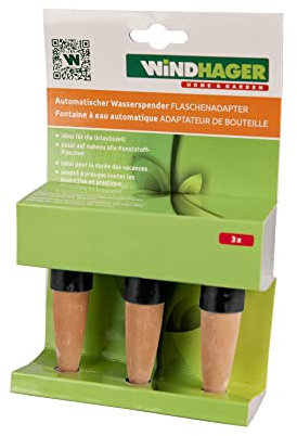 Windhager Dispenser Automatico di Acqua, Adattatore Bottiglie, Sistema di irrigazione, 3 Pezzi, 4 x 11 cm, 06438