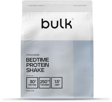 Bulk Bedtime Protein Shake, Micellar Casein Protein Powder, Chocolate, 1 kg, Packaging May Vary