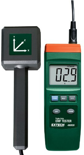 Extech EMF Messgerät zur Messung dreiachsiger elektromagnetischer Felder, 1 Stück, 480826 | X/Y/Z EMF-Messung, ELF 30-300Hz, Echtzeit-LCD, Ein-Knopf-Bedienung, Auto-Abschaltung, Halte, portabel