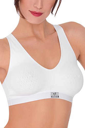 Lady Bella P1350 Reggiseno Donna Traspirante - Brassiere Coppe Preformate Non Imbottite e Senza Cuciture - Senza Ferretto e Ganci per Sport e Tempo Libero (Bianco, Small)
