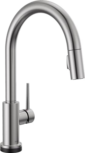 Delta Faucet Trinsic Single-Handle Touch Kitchen Sink Faucet with Pull Down Sprayer, Touch2O Technology and Magnetic Docking Spray Head, Arctic Stainless 9159T-AR-DST