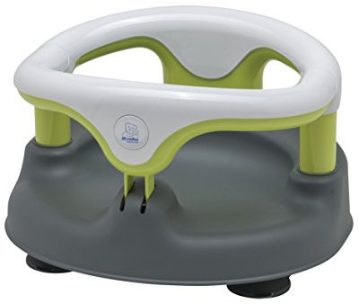 Rotho Babydesign Siège de Bain, Avec Anneau Rabattable et Sécurité Enfants, 7-16 mois, Jusqu'à max. 13kg, Sans BPA, 35x31,3x22cm, Gris/Blanc/Vert