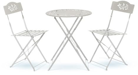 Alpine MSY100A-WT-EU metall fällbar bistro set med två stolar – vit-MSY100A-WT, vit