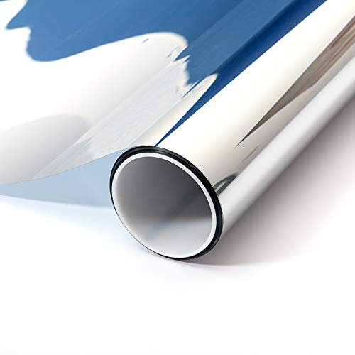 atFoliX Sonnenschutzfolie Innen, Silberne Spiegelfolie FX Silver Fensterfolie, 122 cm Breite - Länge auf Wunsch auswählen