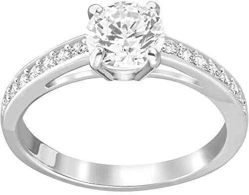 Swarovski Anello Attract Round, bianco, Placcatura rodio