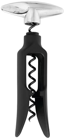 True Self Pulling Corkscrew Wine Opener, Durable Plastic with Easy Turn Chrome Handle, Wine Bottle Opener for Bartenders, Home Bar Tools, Bar Cart Accessories, Kitchen Essentials, Set of 1, Black