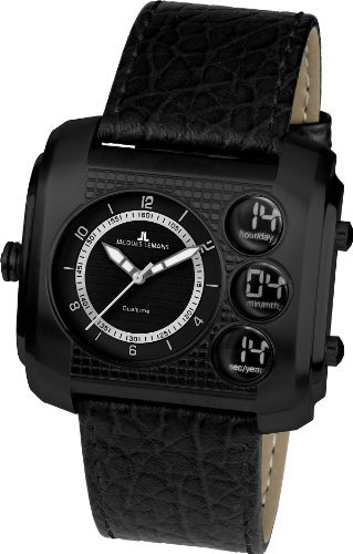 Jacques Lemans Herren-Armbanduhr XL Madrid Analog - Digital Quarz Leder 1-1780D