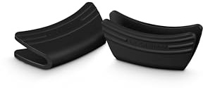 Le Creuset 2er-Set Griffschutz aus Silikon, Anpassungsfähig, Hitzebeständig bis 250°C, Schwarz glänzend, 93010300140000