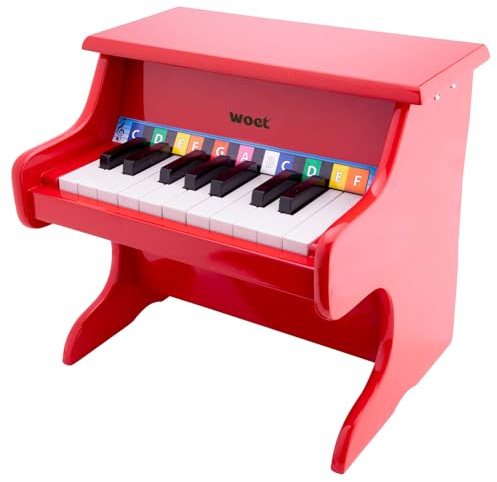 Woet® Pianoforte Giocattolo Bianco in Legno per Bambini, Strumento Musicale con 18 Tasti, Libretto Musicale a Colori, Carta Scala, Piano per Principianti, Gioco Educativo, A Partire da 3 Anni