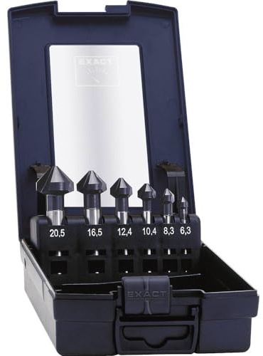 Exact 51157 Kegelsenker Set, Ø 6,3-20,5mm, 90°, HSS, TiAlN-Beschichtung, DIN 335C