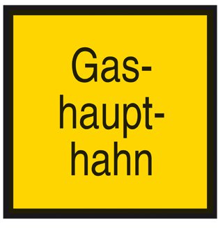  Gashaupthahn  Hinweisschild - Hinweiszeichen Kunststoff 200 x 200 mm