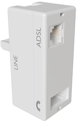 rhinocables - ADSL Microfilter | BT RJ11 Telephone Adaptor for Broadband | Versatile T-Shaped Design | Essential for Multiple Devices | Filter Internet Connection, White