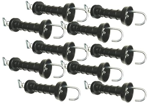 VOSS.farming 10x Torgriff kompakt mit Elektrozaun-Bandverbinder - Bandstärke bis 20mm - Weidezaunzubehör Torzubehör mit Haken