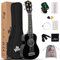 Winzz Ukulele Soprano, kit per principianti, con custodia, accordatore clip-on, corde di ricambio, tracolla, plettro, adesivo per tastiera, prontuario degli accordi, panno per pulizia 21 Sopran nero