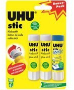 UHU stic - Paquet 2 bâtons de colle stic + 1 bâton de colle stic Magic, sans solvant