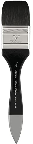 Silver Brush Limited 3014S-1-1/2 Black Velvet Wide Wash Blender Paintbrush for Watercolor, Gouache, Inks, & Dyes, Size 1-1/2 Inches, Short Handle