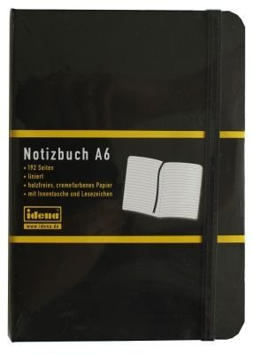 Idena 209113 - Notizbuch Flexi mit Innentasche und Lesezeichen, A6, liniert, 192 Seiten, schwarz
