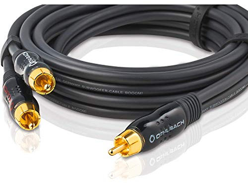 Oehlbach BOOOM 300 - Subwoofer Y-Cinch-Kabel (2 x Cinch auf 1 x Cinch) - Druckvolle Basswiedergabe & effektive Schirmung - 3 m - anthrazit