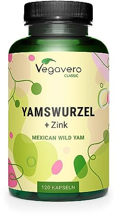 Igname Selvatico Vegavero® | 1000 mg di estratto di Mexican Wild Yam | con 20% di Diosgenina e Zinco | 120 capsule | No OGM | Vegan