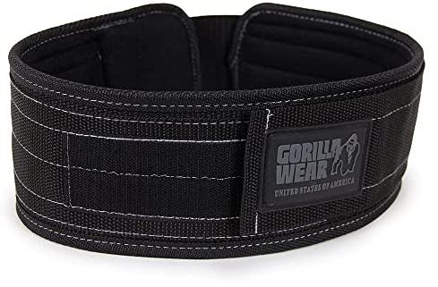 Gorilla Wear 4 Inch Nylon Belt - schwarz - Bodybuilding und Fitness Gürtel für Damen und Herren