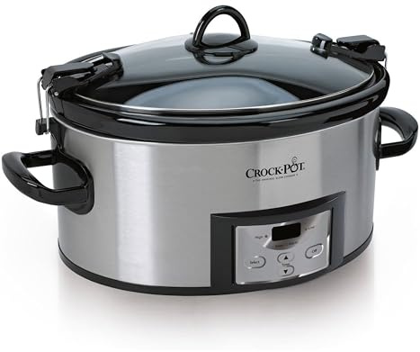Crock-Pot 6 Quart Cook & Carry Programmable Slow Cooker with Digital Timer Stainless Steel (CPSCVC60LL-S) pack of 1