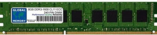 GLOBAL MEMORY 8GB DDR3 1600MHz PC3-12800 240-PIN ECC DIMM (UDIMM) Memoria RAM para SERVIDORES/Estaciones DE Trabajo/Placas Base
