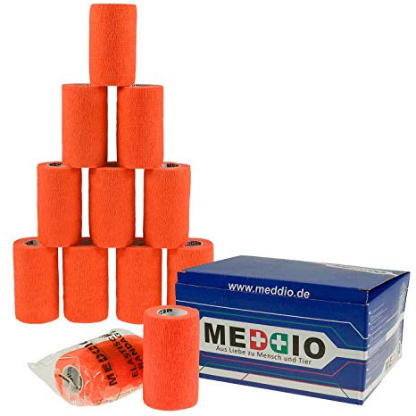 12 Haftbandagen Größe+Farbe wählbar - selbsthaftende Bandage Fixierverband selbstklebend, Farbe:happy orange, Größe:10cm