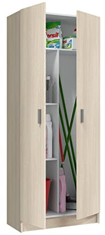 Habitdesign Armoire multifonction avec 2 portes et 3 étagères, 180 x 73 x 37 cm (H x l x P) Couleur chêne