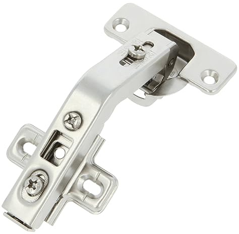 Amig - Pack 20 Bisagras, Cazoleta Recta, Ø35 mm, Con Pestillo de Apertura Rápida, Distancia entre Agujeros de 48 mm, Chaflán +25°, Para Muebles de Cocina, Acero Plateado